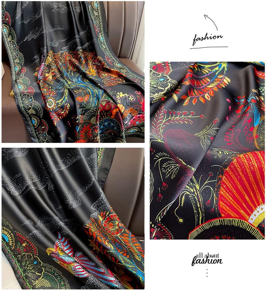 Aufeel Fashion Scarves 100% Satin Silk Scarf Long Lightweight Sunscreen Shawls Wraps for Women Hair Scarves - Image 6