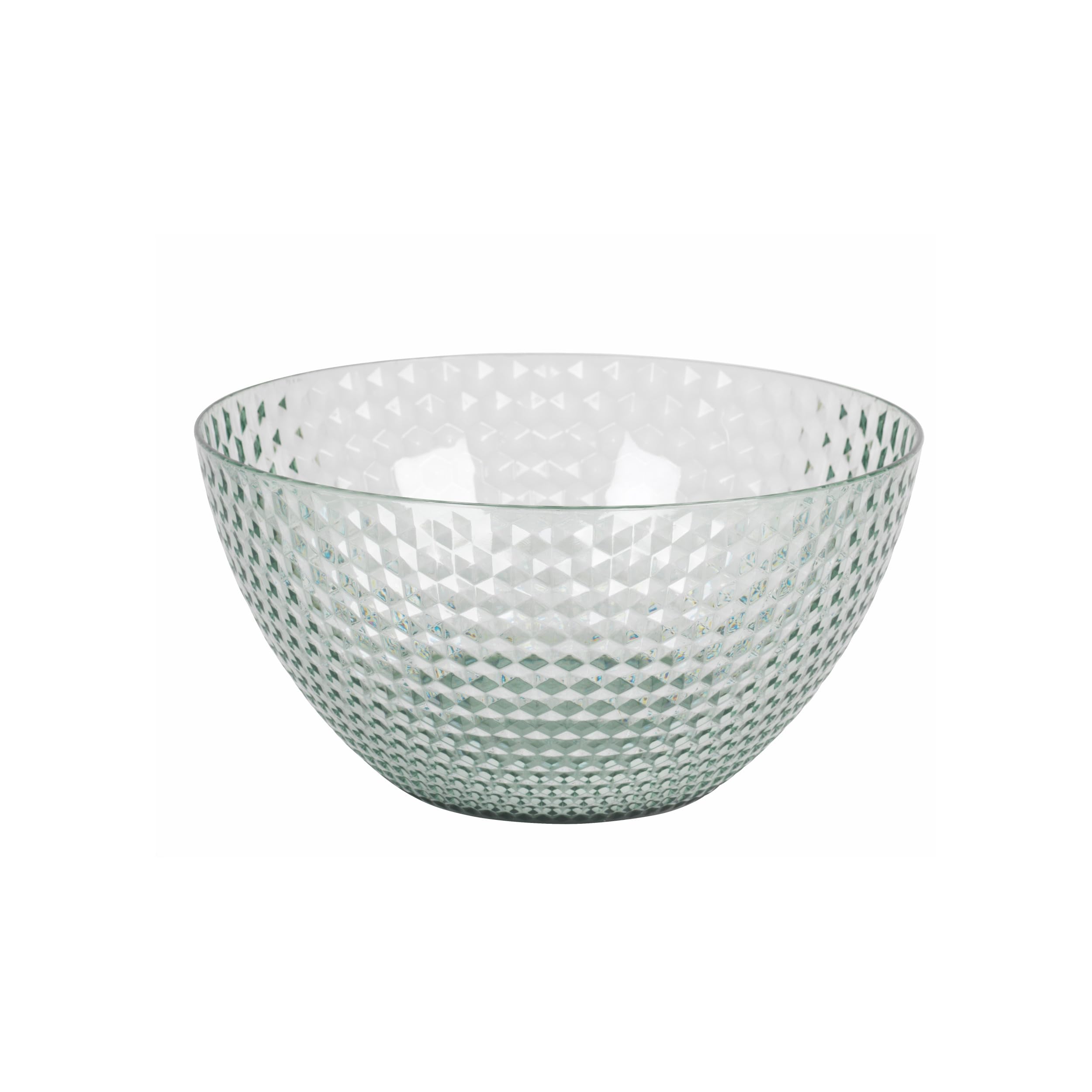 Cambridge Fete Hard Plastic Serving Bowl – Large Reusable Mixing Salad Bowl, Sturdy & Reusable, for Picnics, BBQ, Party, Outdoor/Indoor, Snacks & Crisps, BPA-Free, Green Diamond Effect BPA-Free