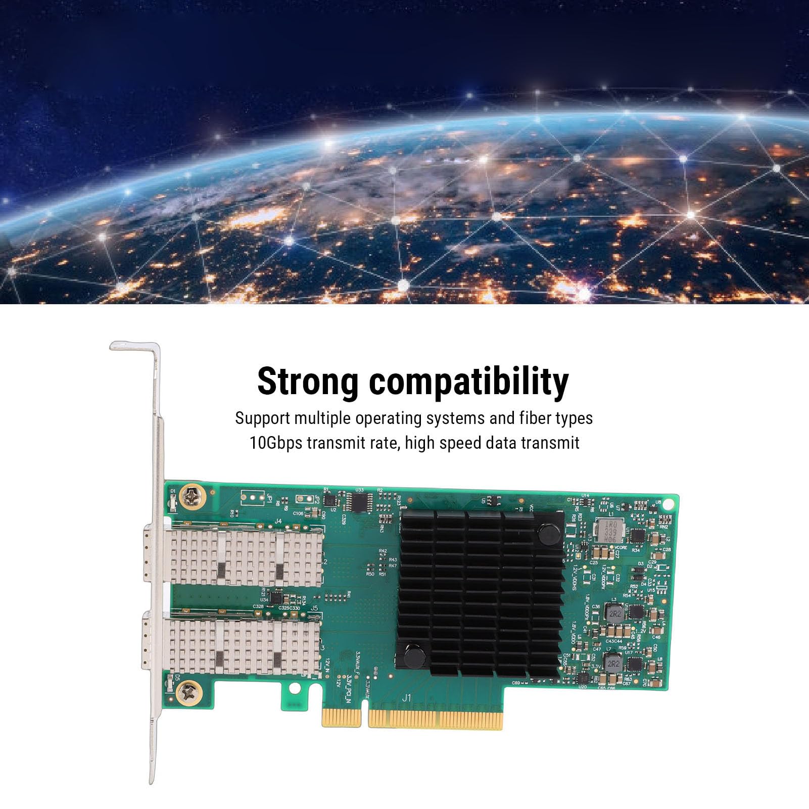 Vikye Scheda di Rete a Doppia Porta da 10 Gb, Adattatore Ethernet PCI Express, Adattatore di Rete per Server SFP28 con Piattaforma di Elaborazione GPU RDMA