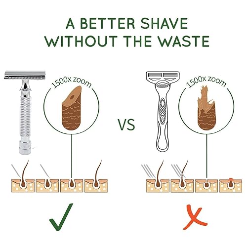 Miniatura 6 de Maquinillas de afeitar de seguridad para hombres de doble filo para afeitar, navajas para hombres, reutilizables, acero inoxidable, corte manual,