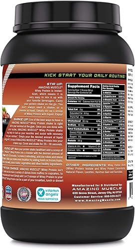 Vista 2 de Amazing Muscle - Proteína aislada y concentrada de suero de leche, 0.88 oz por suplemento de porción, sabor avellana, 2 libras (2.0 lbs) Sin OMG
