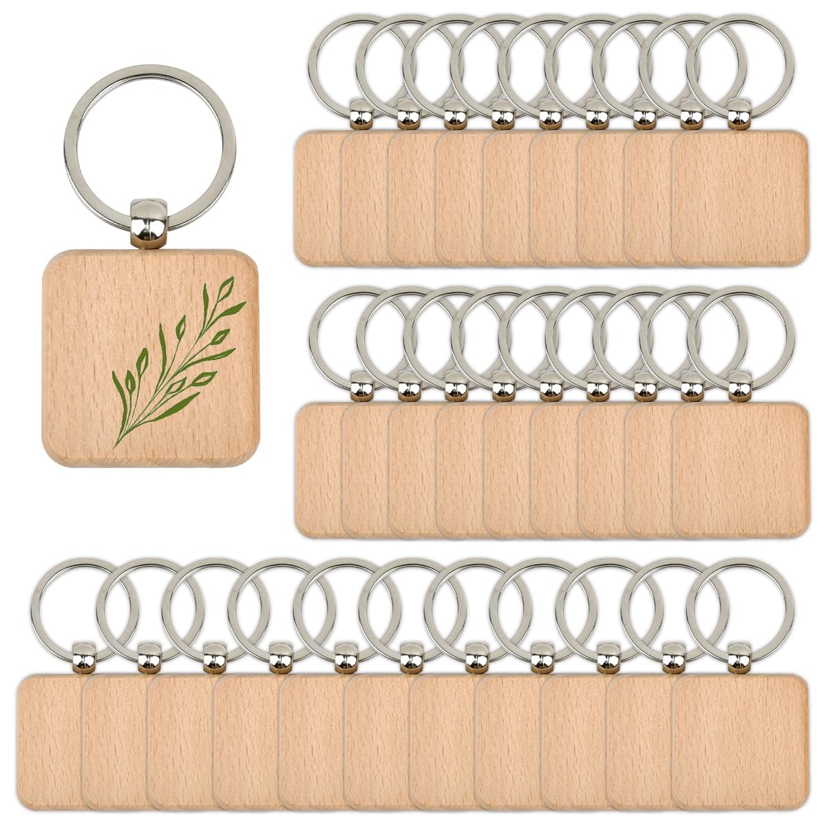 Porte-clés vierges en bois brut pour gravure pyrogravure et loisirs créatifs