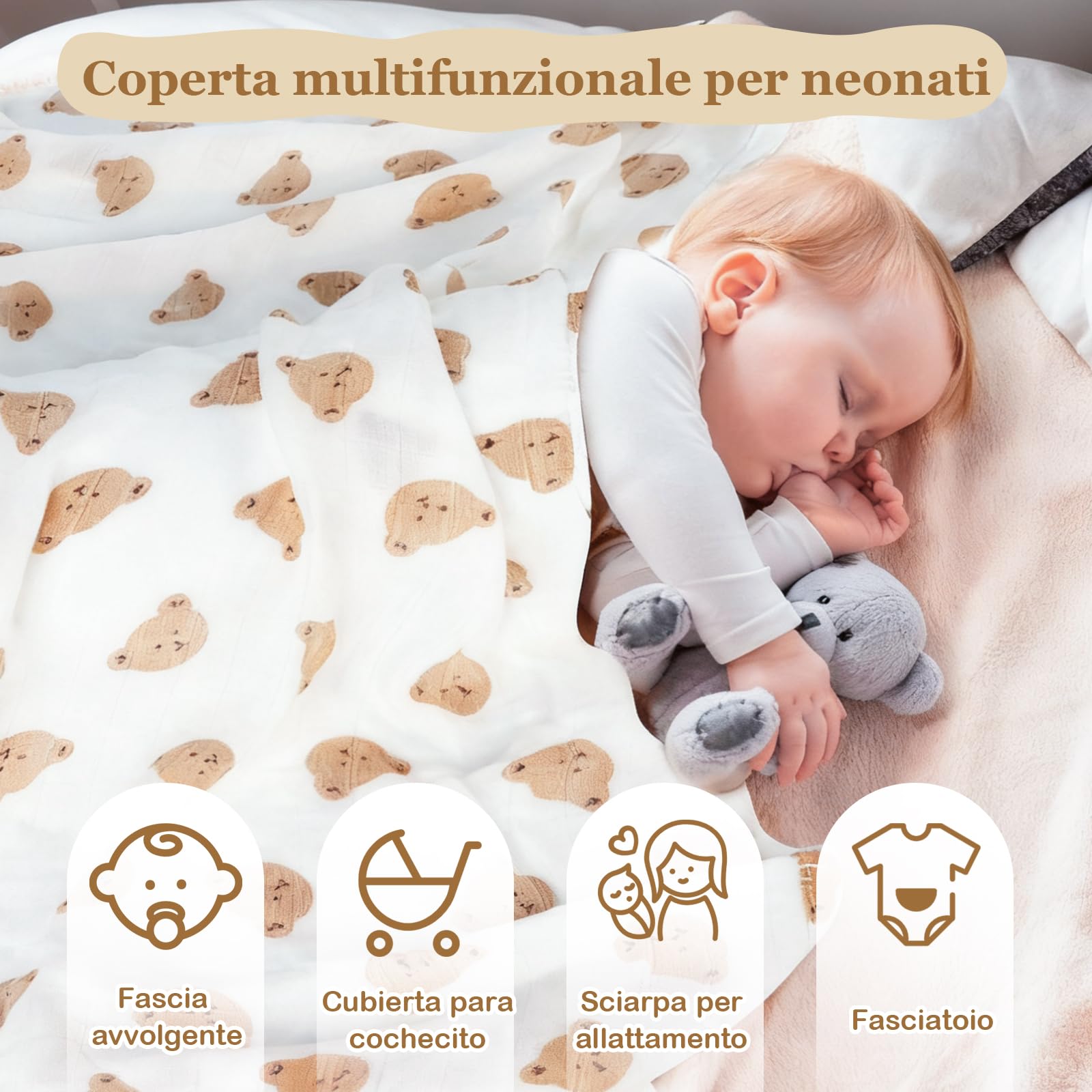 IEEILULU Regalo Nascita Bimba Bimbo, Baby Shower Regali, Regalo Neonato Unisex con Pagliaccetto Neonato, Peluche Giocattoli, Asciugamani Bagno per Bambini Bambine
