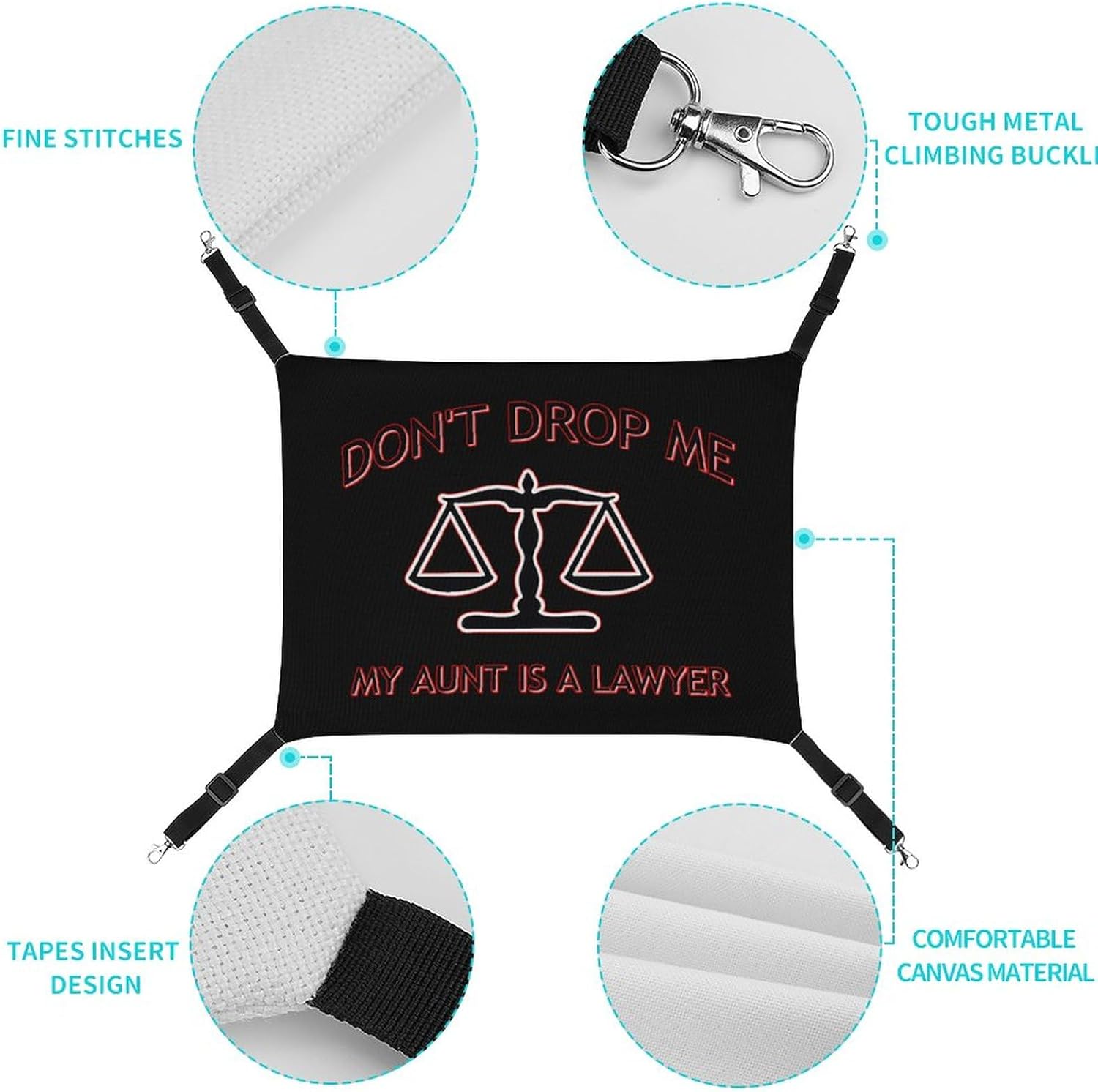 review Don't Drop Me My Aunt is A Lawyer Pet Hammock for Cat Cage Adjustable Soft Breathable Hanging Dog Bed Resting Sleepy Pads