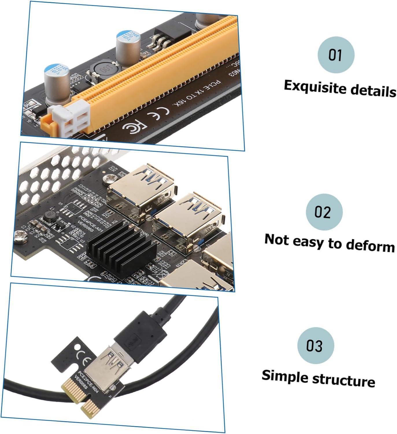 Pci E Adapter Card Port USB Riser Expansion Pci E Extender for Desktop Motherboard High Speed Data Transfer Interference Reduction Professional Design