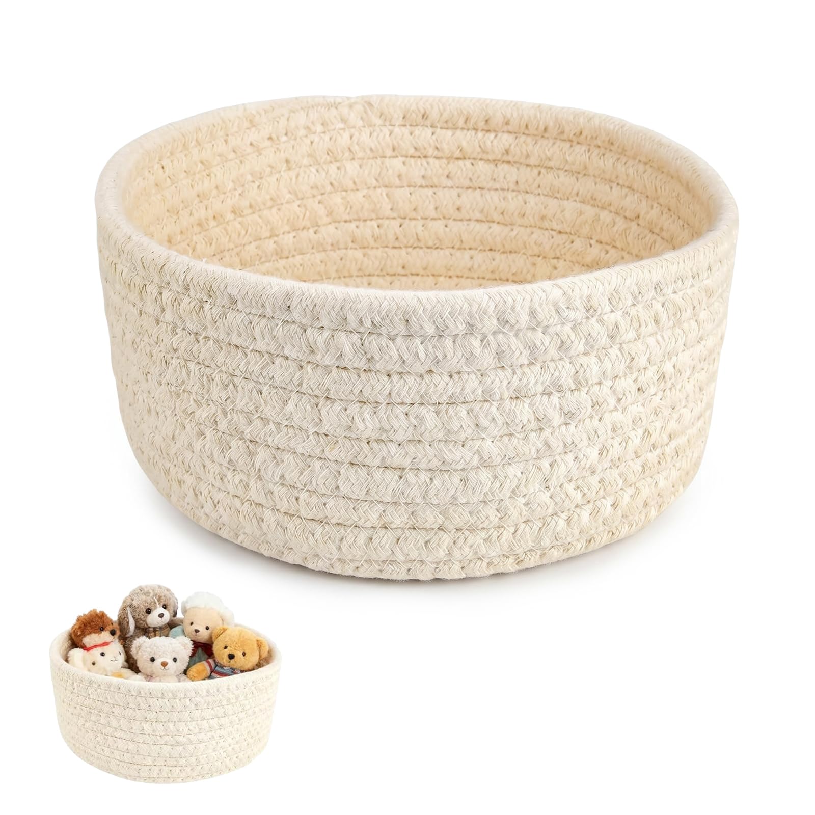 Aufbewahrungskorb Geflochten, Korb Aufbewahrung 24x24x10cm Korb Geflochten Waschbar Geflochtenerkorb für Schlafzimmer Wohnzimmer Lagerung Deko