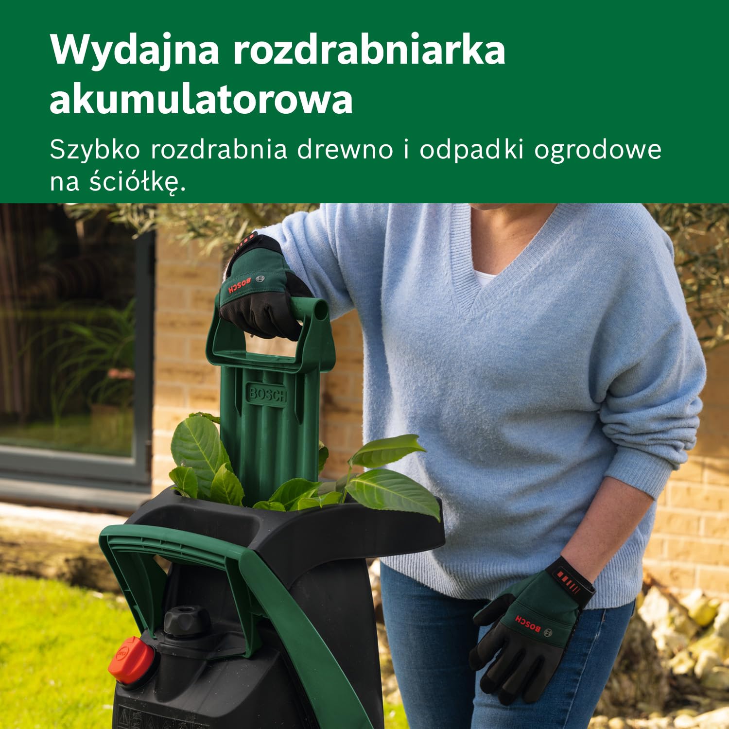 Bosch Niszczarka akumulatorowa UniversalShredder 2x18V-25 (hartowane stalowe ostrza, tnie gałęzie do 25 mm, silnik bezszczotkowy, regulacja prędkości OptiCut)