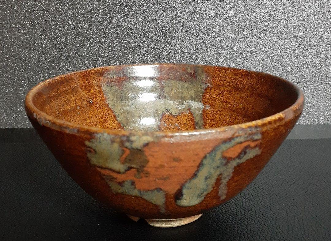 Amazon.co.jp: 瀬戸焼 古瀬戸 飴釉 海鼠釉流れ 茶碗 茶道具 茶器