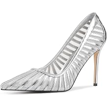 Womens Pumps Pointed Toe Heels Closed Toe Mesh Pumps High Stiletto Heels Dress Office Work Shoes for Women