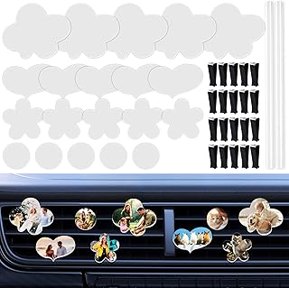 20 Sets Sublimation Car Air Vent Blanks, DIY Car Accessories Heat Transfer Portrait Essential Oil Difusser,20pcs Matte PVC Blanks and 20pcs Square Clips