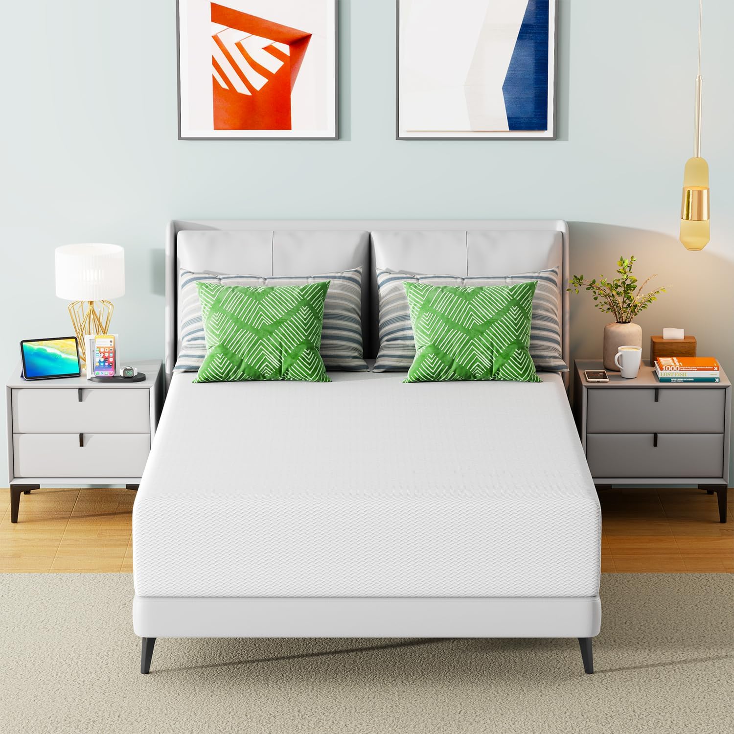 FDW 12 Inch Full Mattress, Medium Firm Base Foam, Breathable & Comfortable with Removable Washable Zipper Cover, Bed in a Box, CertiPUR-US Certified, White