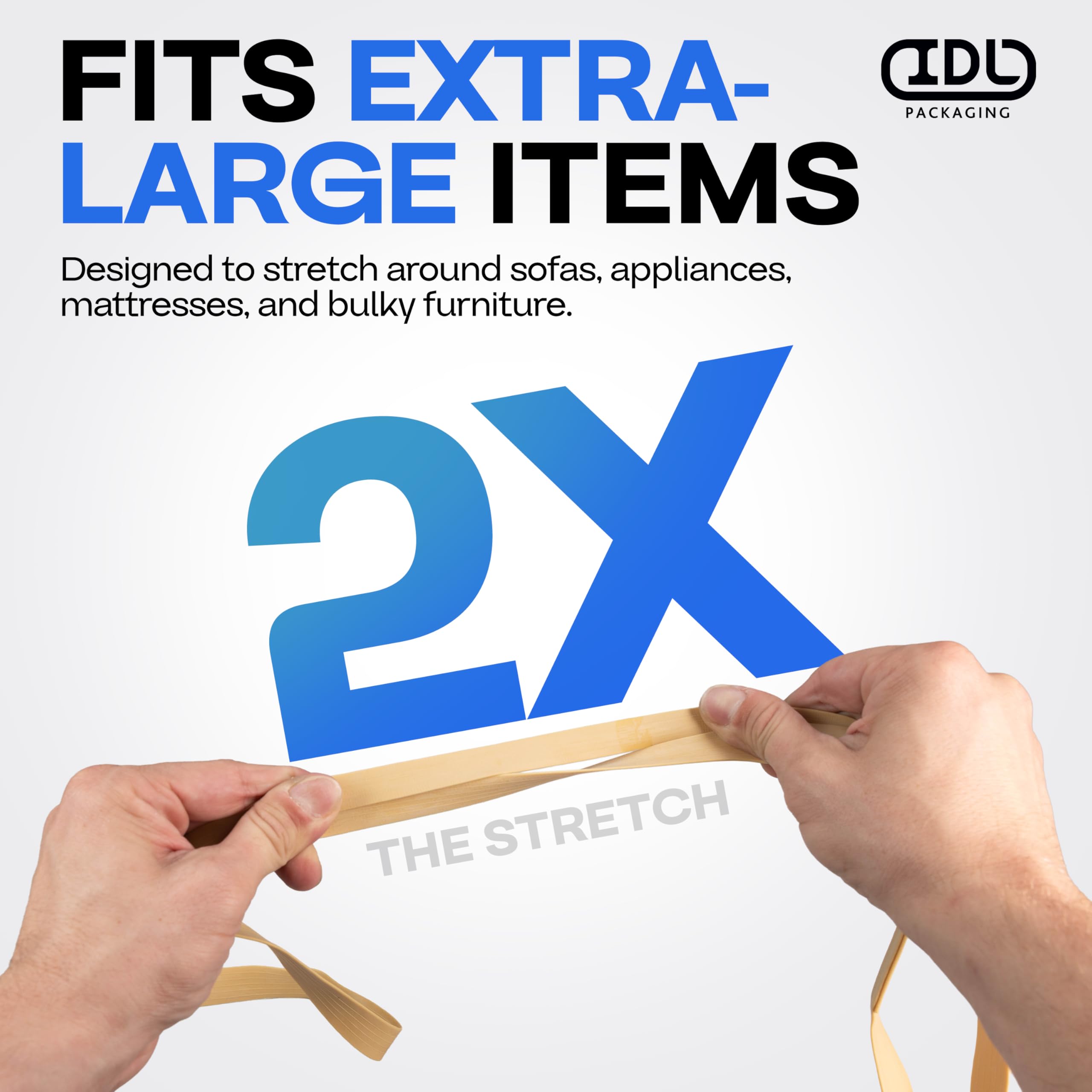 IDL Packaging Elastici in gomma resistenti, elastici e flessibili, 213,4 cm, confezione da 12, blu, 2 elastici, 80% gomma naturale, fasce extra forti per mobili, scatole, coperte per traslochi