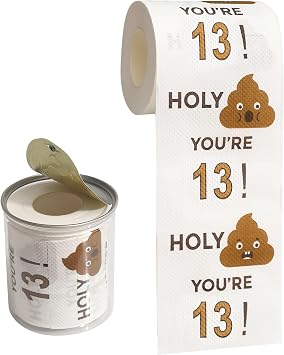 Happy 13th Birthday Toilet Paper Roll 3-Ply Funny Birthday Gifts for Boys Son and Girls Novelty for Birthday Party Decorations Thirteenth 13 Party Supplies 13th Years