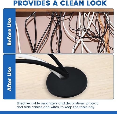 Miniatura 4 de SDTC Tech Organizador de alambre negro de 1-38 pulgadas (1.378 in) para cable de escritorio, con ojales, organizador de alambre negro, paquete de 3