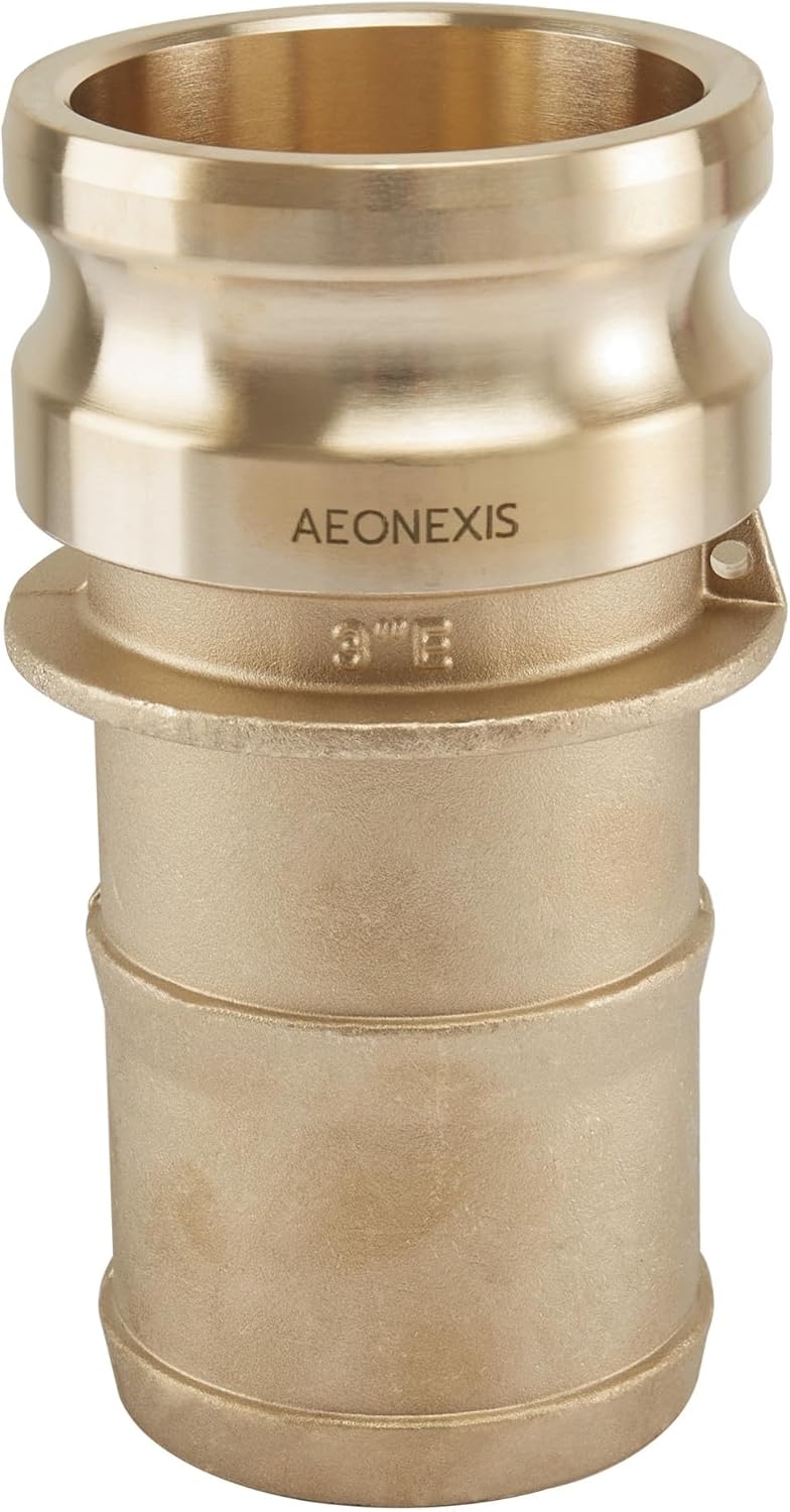 3" Camlock Fittings Type E - Heavy-Duty Forged Brass ASTM C38000, Cam Lock Corrosion-Resistant Adapter & Hose Shank for Water/Oil Flow Systems