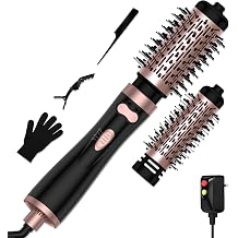 3 in 1 Rotating Hair Dryer Brush, Auto Rotating Blow Dryer Brush Spinning with 2 Brushes 2" & 1.5", Negative Ionic Brush Blow Dryer, Round Brush Blow Dryer Volumize Curling 100-120V