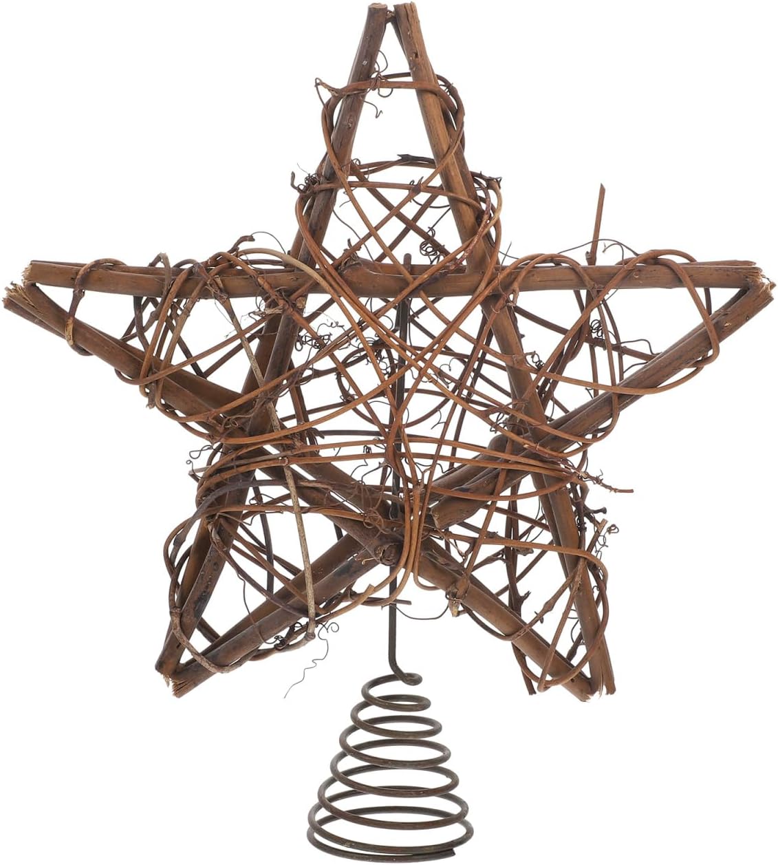 VOSAREA Rustic Christmas Tree Topper Natural Rattan Hollowed-Out Star Ornaments Xmas Tree Topper Holiday Treetop Star Pentagram Treetop Decor
