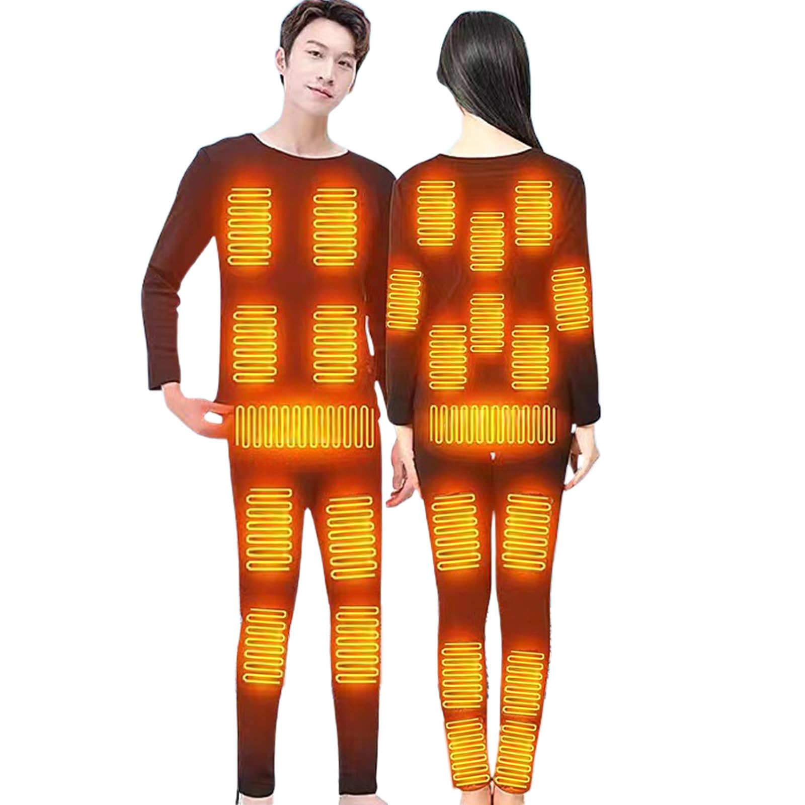 VLOBAOM Thermal Underwear Set for Men Women, App Control Fleece Lined Long Johns, 24 Areas Heating Top & Bottom,5XL, women black