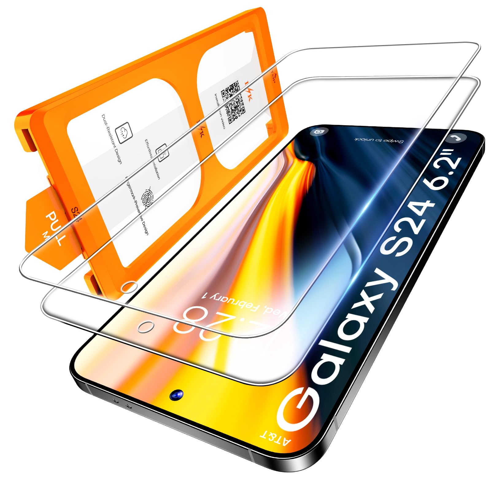 LϟK 2 Pezzi Vetro Temperato per Samsung Galaxy S24 Pellicola Protettiva 9H Durezza Senza Bolle HD Schermo Protettivo Facile Kit D'Installazione
