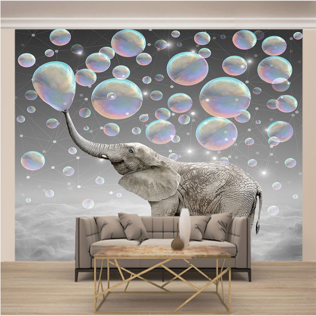 Papier Peint Intissé 3D Éléphant | Poster Mural Panoramique Salon XXXL 366x254 cm