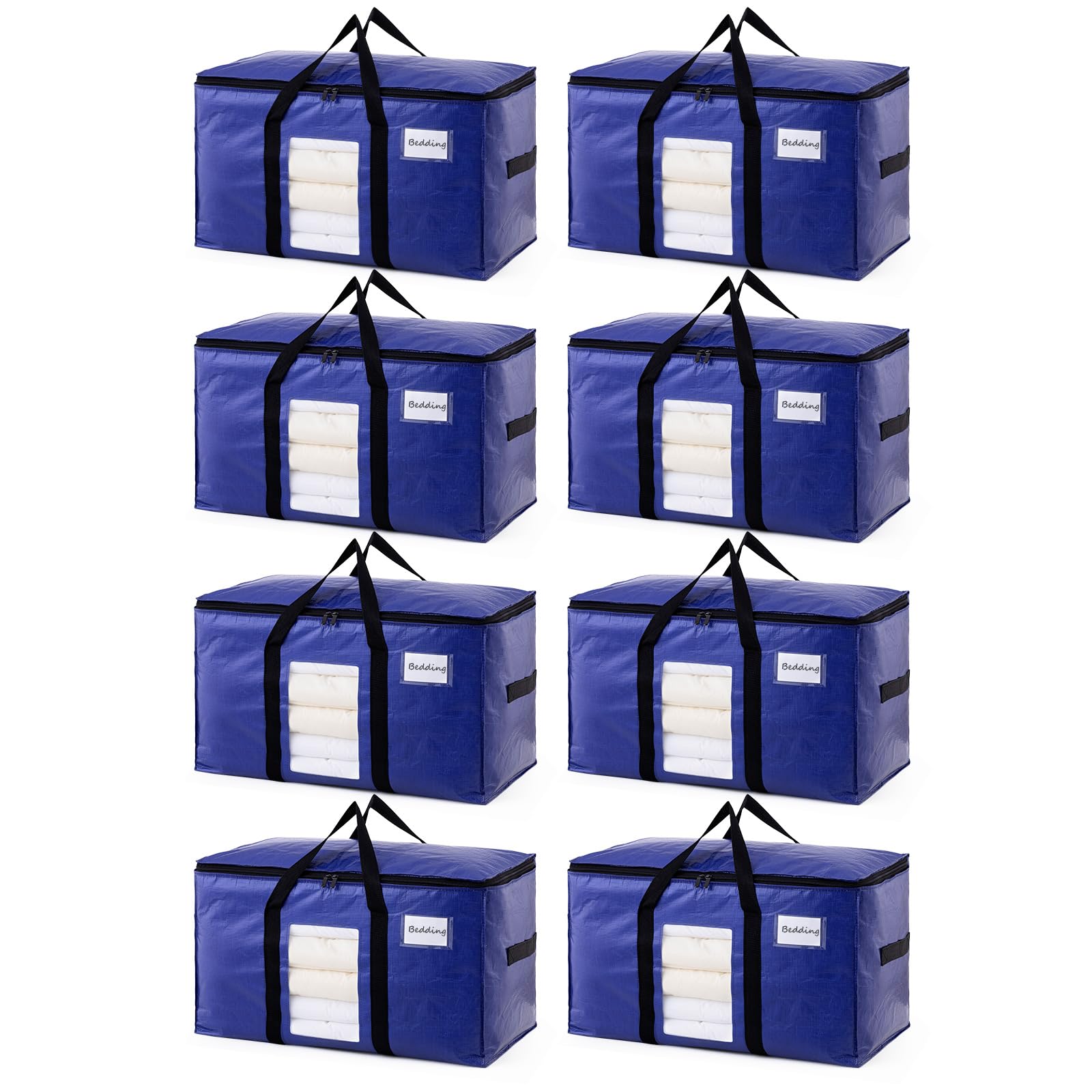 TAILI 8 Pack Dark Blue XXL Moving Bags,Storage Bags with Visible Window