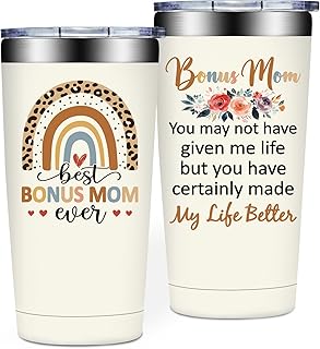 SpenMeta Bonus Mom Gifts - Step Mom Gift - 20oz Best Bonus Mom Ever Tumbler | Bonus Mom Birthday Gifts from Daughter, Son - Christmas, Mothers Day Gifts for Ste