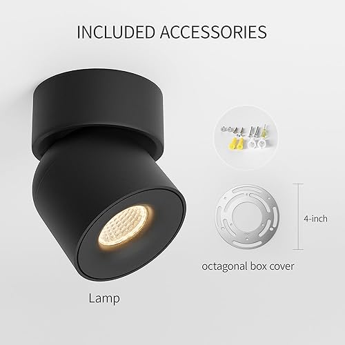 Miniatura 8 de Aisilan - Paquete de 2 focos LED de techo negros para interiores, mejora tu sala de estar o dormitorio con luz de pared moderna ajustable, luz de