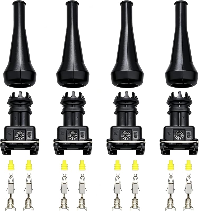 Kit de Conectores EV1 para Injetores de Combustível OXCANO com Vedação – 4 Conjuntos