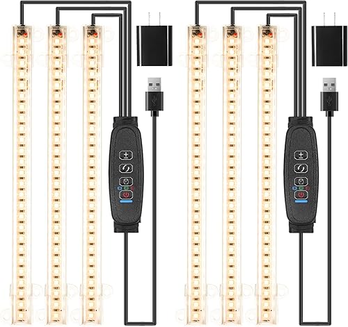 Tiras de luz LED de crecimiento, luces de cultivo para plantas de interior de espectro completo 3000K, barra de luz para plantas con temporizador de