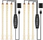 LED Grow Light Strips, Grow Lights for Indoor Plants Full Spectrum 3000K, Plant Light Bar with 3/9/12H Timer, 10 Dimmable Levels for Seedling Succulent,Best Match for Plant Shelf(3 Head×2 Pack)