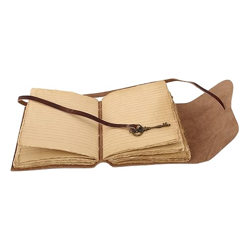 Miniatura 3 de Diario de cuero con papel de borde barbado de 8 x 6 pulgadas y llave vintage Cuaderno diario de escritura hecho a mano Bloc de notas diario