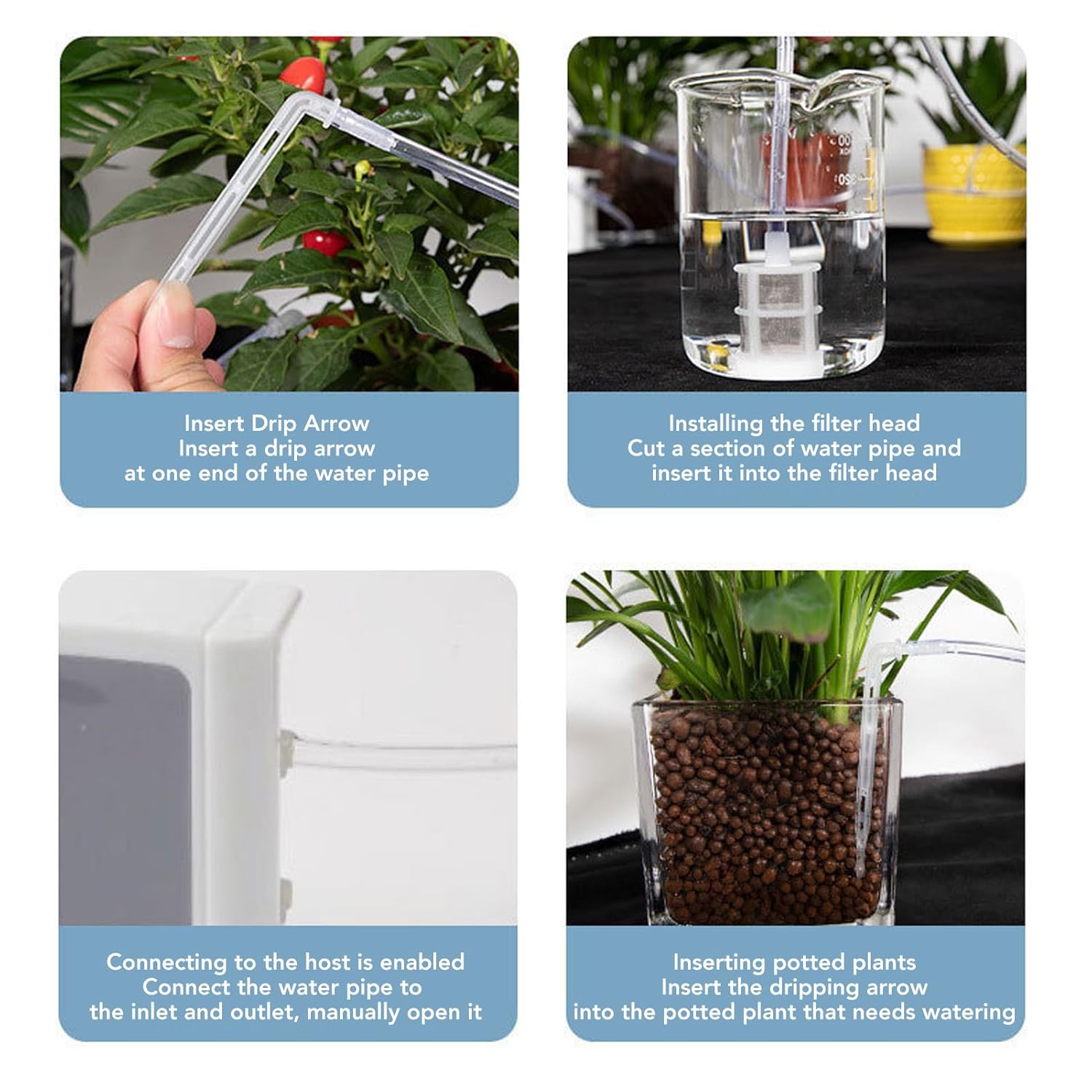 Garosa Automatic Drip Irrigation Kit, Solar Pump, Programmable Water Timer, Water Saving System for Indoor Potted Plants with Digital Display