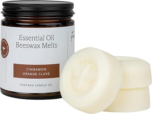 Fontana Candle Company - Aceite esencial de clavo de canela y naranja para derretir  Hecho de cera de abeja y aceite de coco  No tóxico  Cubos de