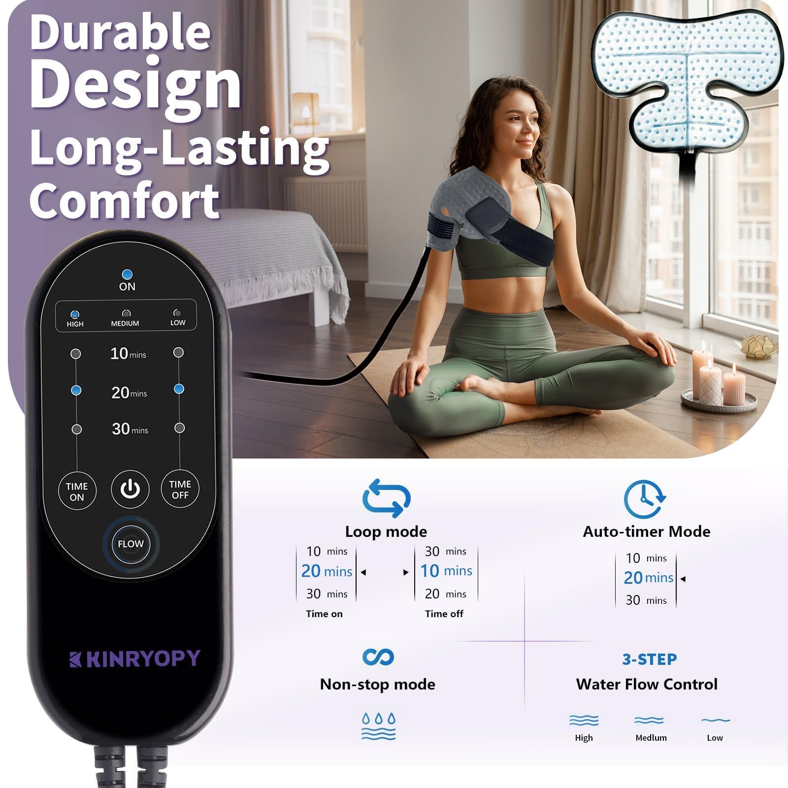 Máquina de terapia de frío para hombro con temporizador programable, máquina de hielo portátil para hombro después de la cirugía, sistema de recuperación de reemplazo ligero, alivio del dolor de