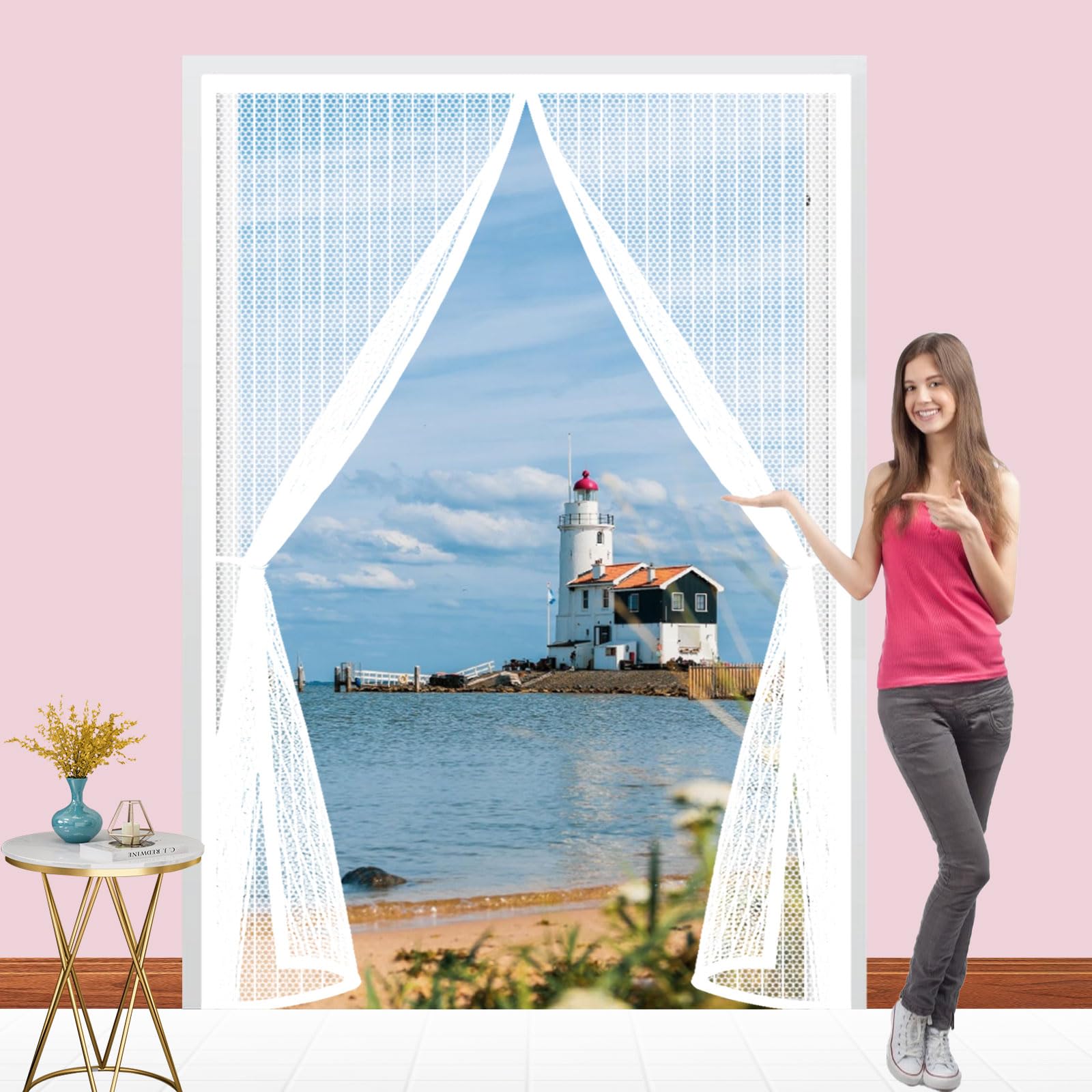 Moustiquaire magnétique 110x270 cm blanche pour porte-fenêtre
