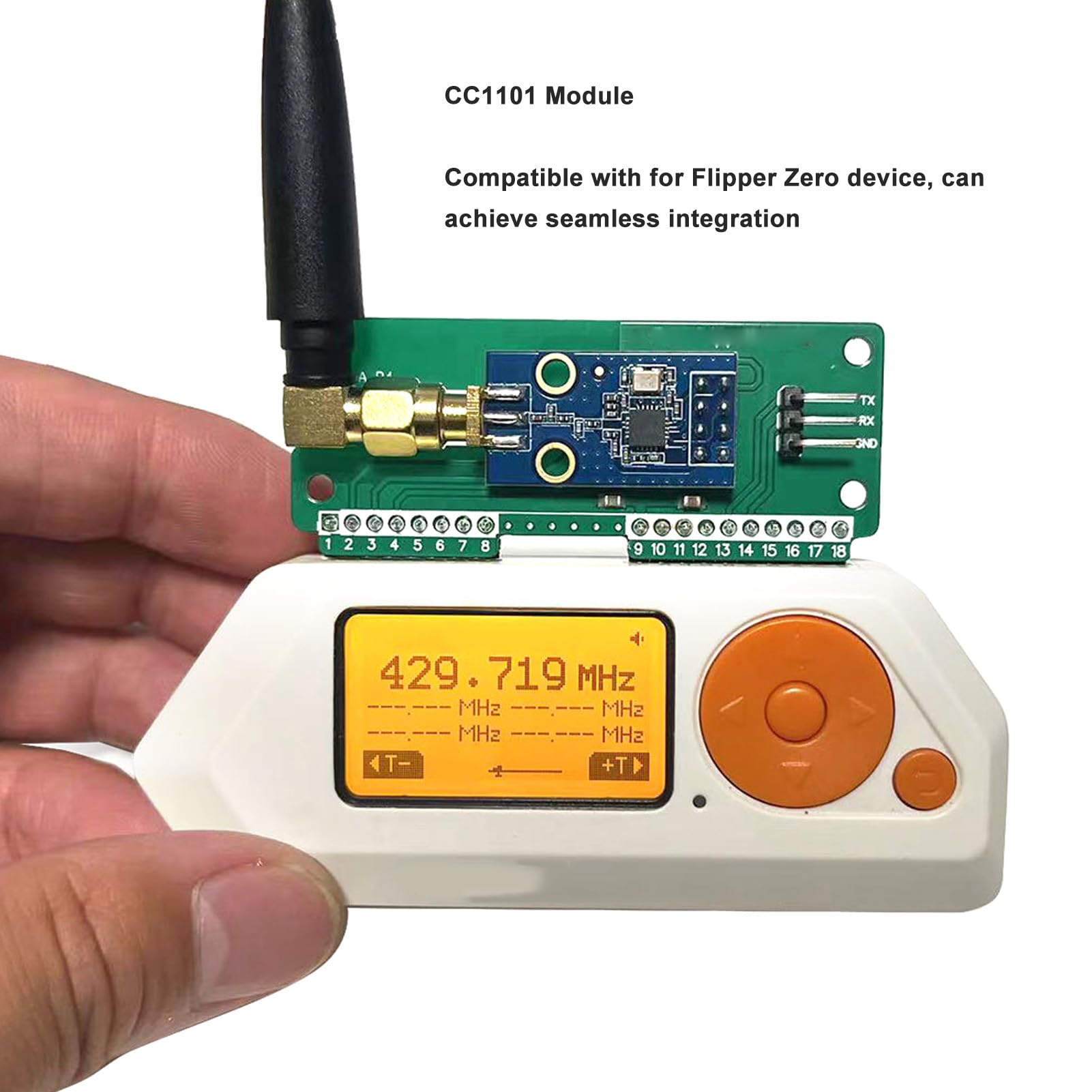 Módulo CC1101 de 433 MHz para Integración Flipper Zero, Rango Extendido, Alta Seguridad, Diseño de Fácil Instalación, Módulo SubGhz, Placa PCB