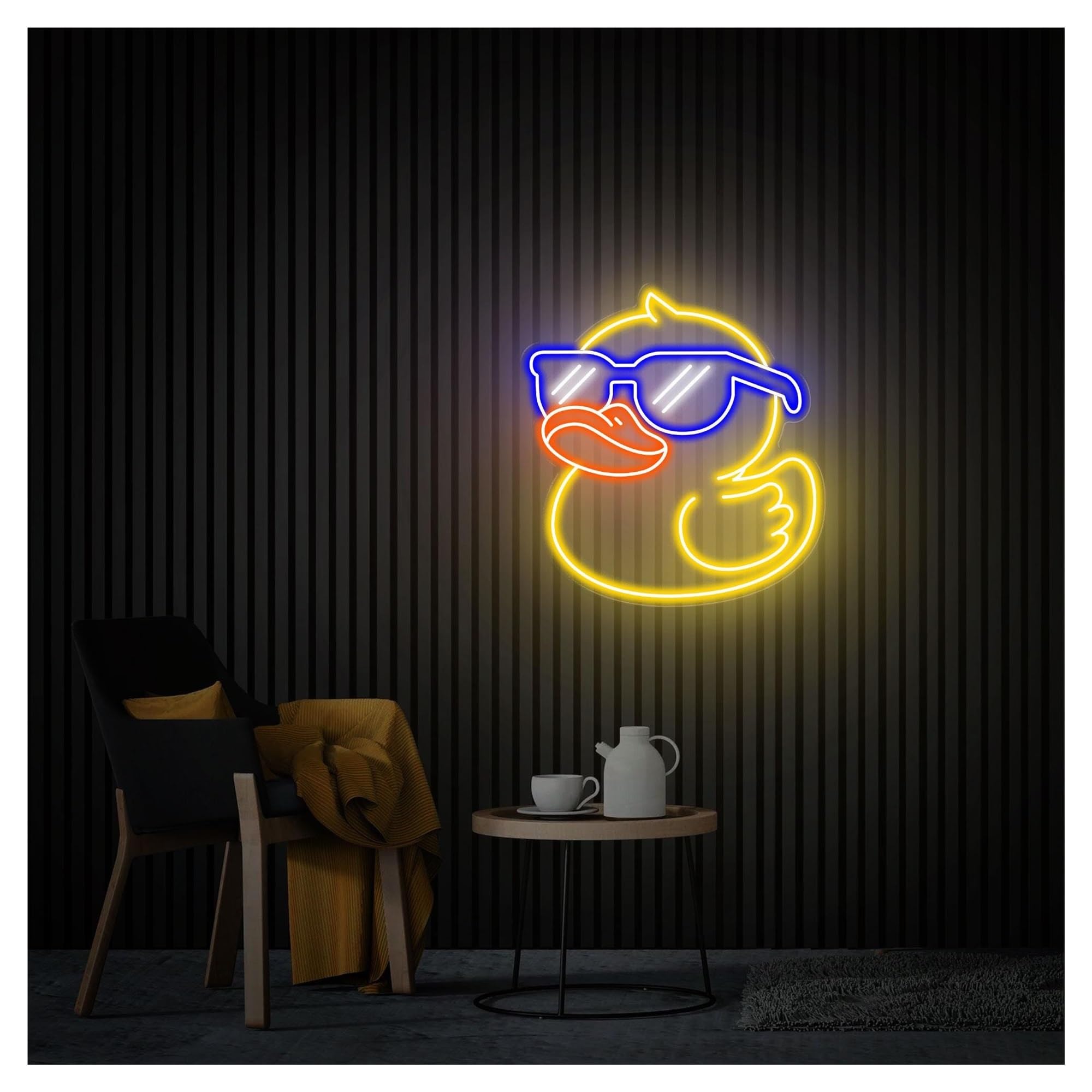 RONGCH Hanging Art Signs Glasses Duck Neon Sign,Suitable for Home Party Decor with Dimmable 14.96inx15.75in(F)