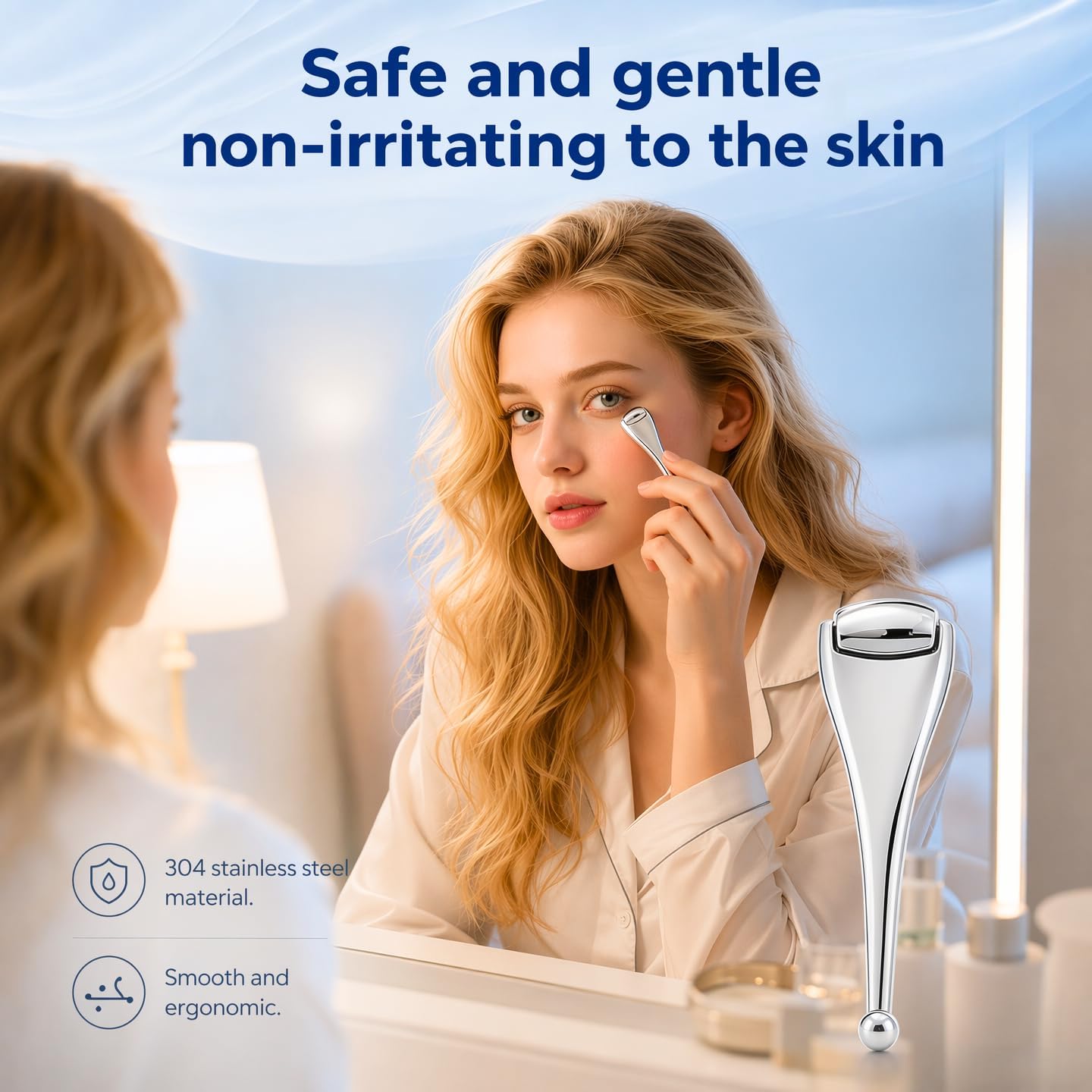 Metal Eye Roller for Dry Eye Relief & Puffy Eyes- Eyelid Roller for Chalazion,Stye,MGD Relief,Improves Meibum Flow and Unclogs Oil Glands,Gentle Meibomian Gland Expression for Blocked Eyelid Glands