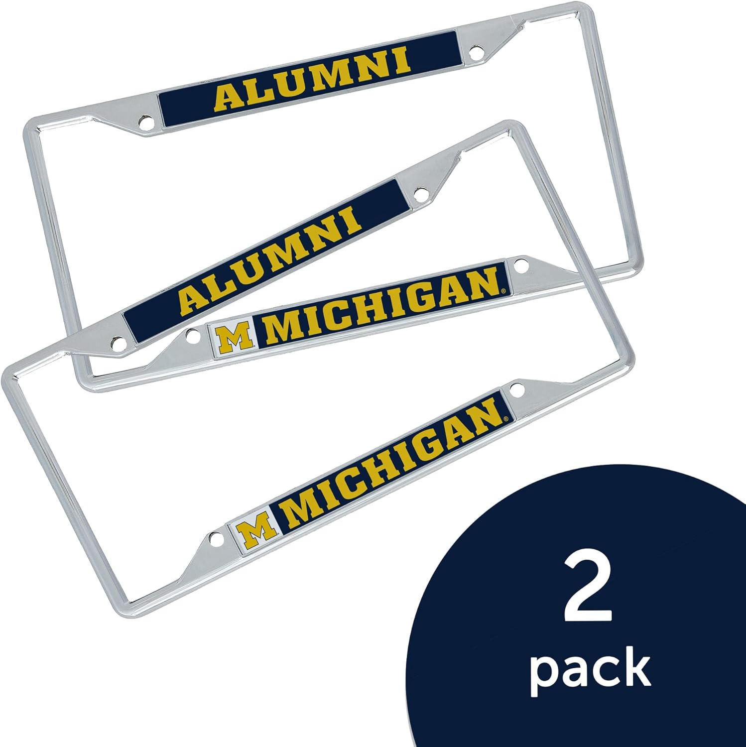 Desert Cactus University of Michigan License Plate Frame Metal Car Tag Holder for Front or Back of Car Officially Licensed (Alumni 2-Pack)