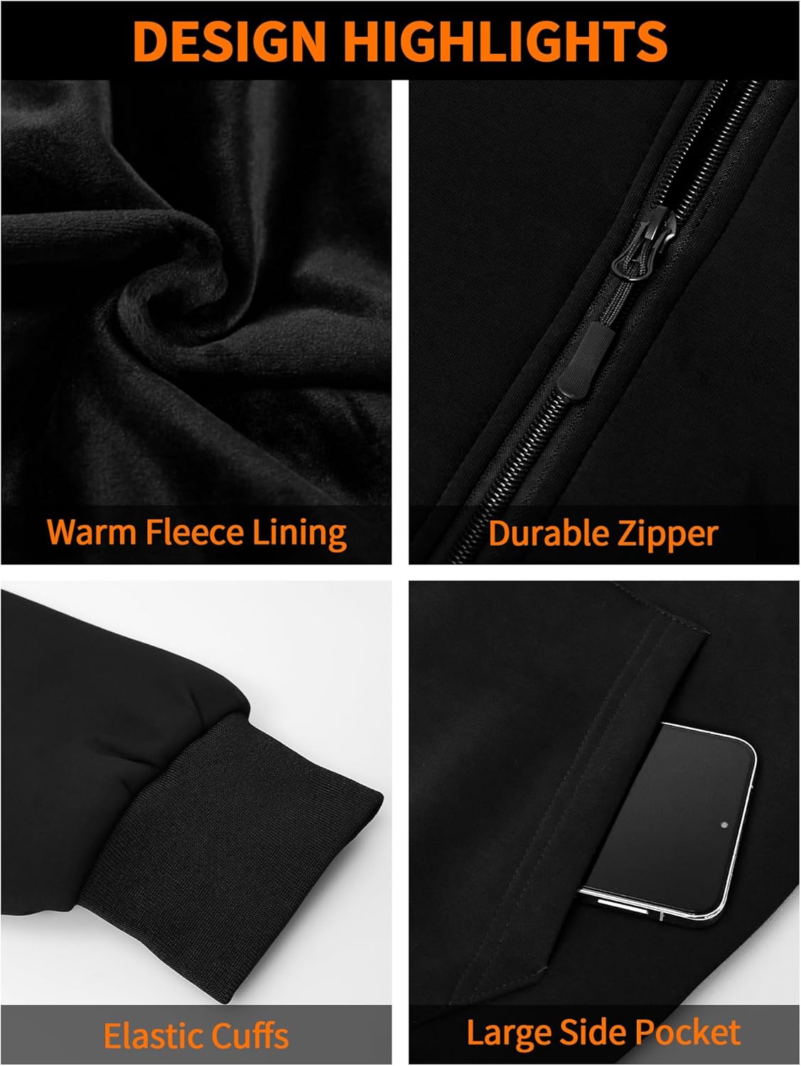 Heated Hoodie with 18400mah Battery Pack, Full-Zip Heated Sweatshirt Hoodie for Men Women
