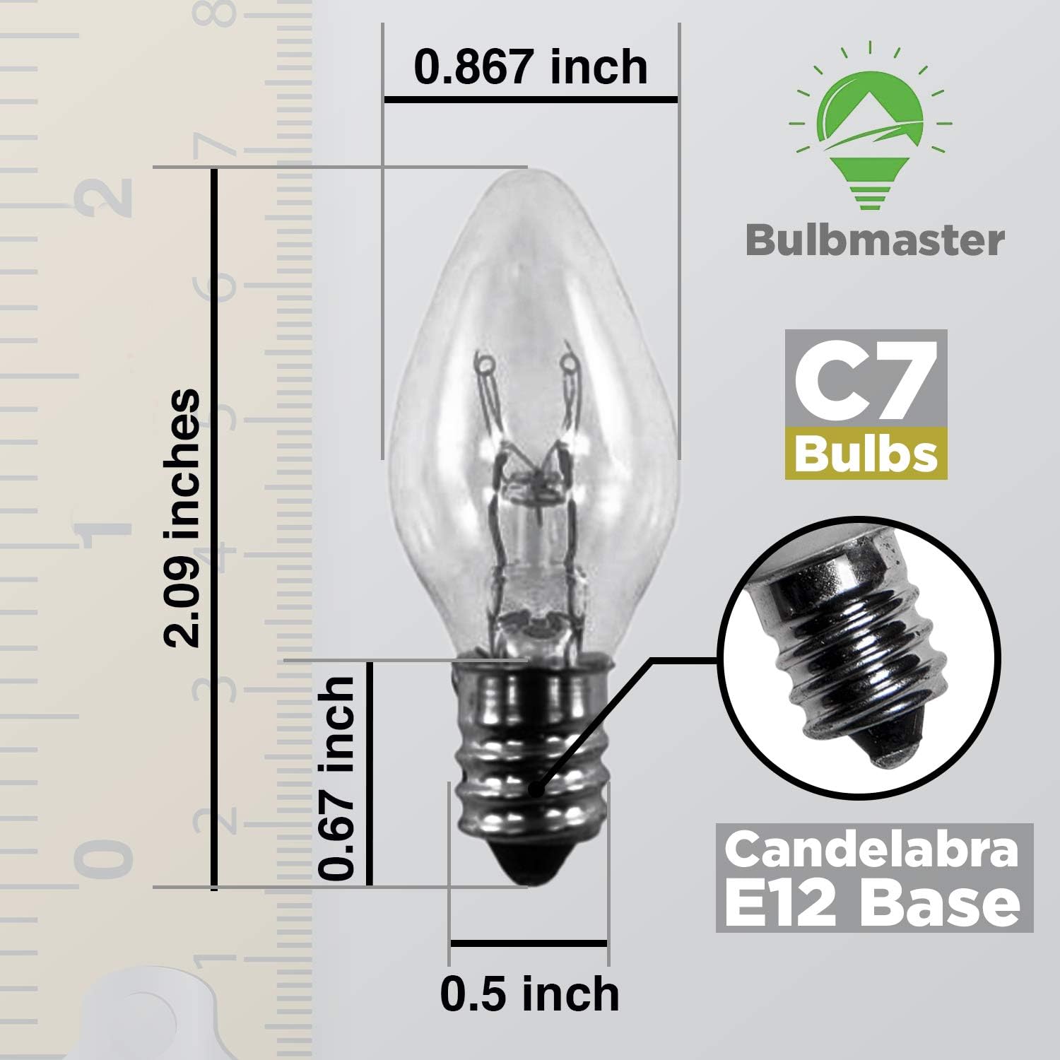 BULBMASTER 7 Watt Night Light Bulbs Replacement Clear 7W Flea Trap Light Bulbs Incandescent Small Nite Lite Bulbs Candelabra Base 120 Volts 7C7 Christmas String Lights Box of 25