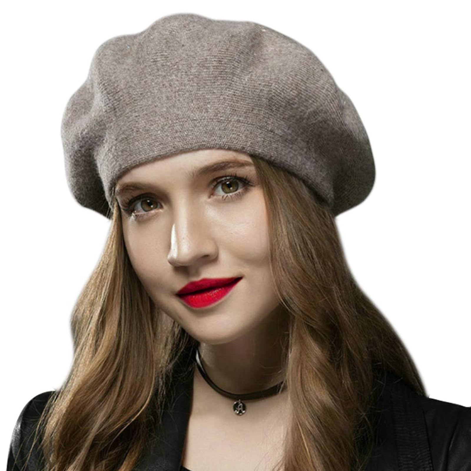 Sumolux Damska czapka beretowa francuska wełniana beret czapka beanie klasyczna jednolity kolor jesienne zimowe czapki