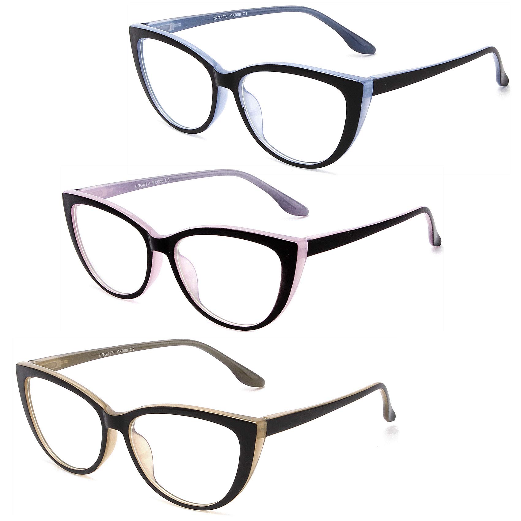 3 Stück Blaulichtblockierende Lesebrille, elegante Computerlesegeräte gegen Augenermüdung und Blendung für Frauen