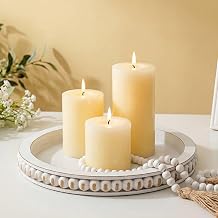 Hanobe Decorative Tray for Home Decor Wood Candle Holder Tray for Coffee Table 12" - Rustic Farmhouse Table Centerpiece for Home Living Room Kitchen Corner Organizer Round