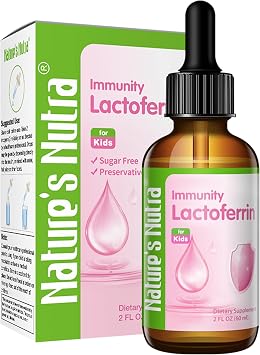 Natures Nutra Lactoferrin, Premium Liquid Lactoferrin for Baby, Infant, Kids and Children, Non-GMO, Kosher, 2 Fl Oz 60ml