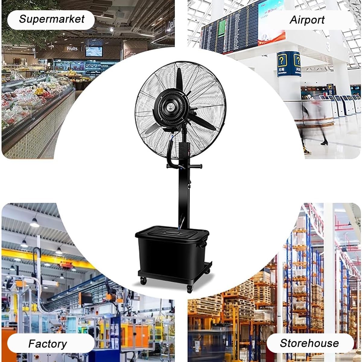 Portable Misting Fan｜Adjustable Height Pedestal Fan｜Mister Fan With 42L Capacity Tank｜Tower Fan Multiple Power Options｜Floor Fan For Office Outdoor Treadmill Camping Bedroom(30 in)