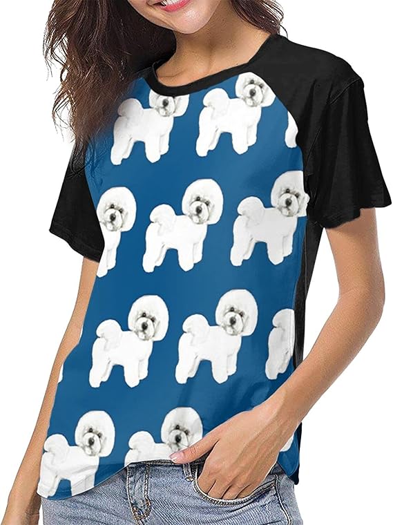 Amazon Co Jp ティーシャツ Tシャツ野球 白い犬柄 青い背景 ラグランtシャツ レディース ショートスリーブ 半袖 トップス スポーツウェア シンプル 吸汗速乾 かわいい プリント 通勤 カットソー クルーネック 無地 おしゃれ 春夏 ファッション