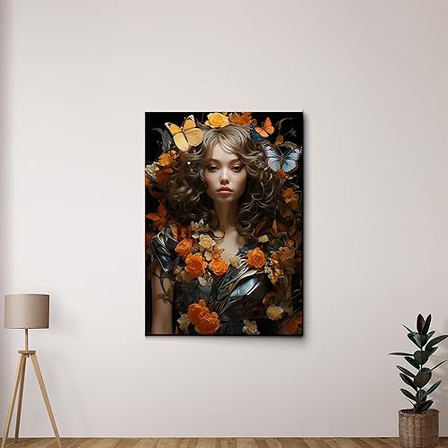 Yoga Wall Art, Canvas Prints Yoga Meditation Studio Room Decorations Tie Dye Hippie Psychedelic Poster with Frame Meditating Peace Wall Art Hanging