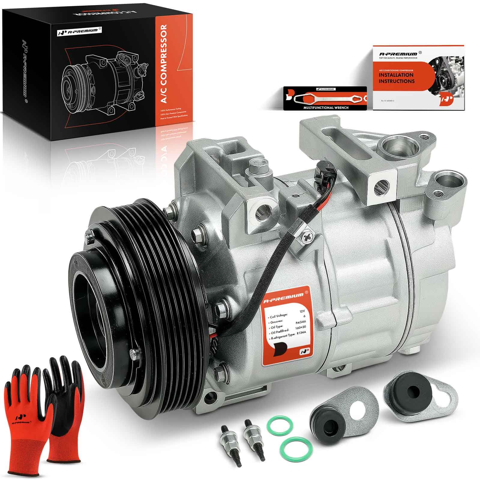 A-Premium Air Conditioner A/C AC Compressor with Clutch Compatible with Nissan Altima 2007-2012, Sentra 2007-2012, L4 2.5L