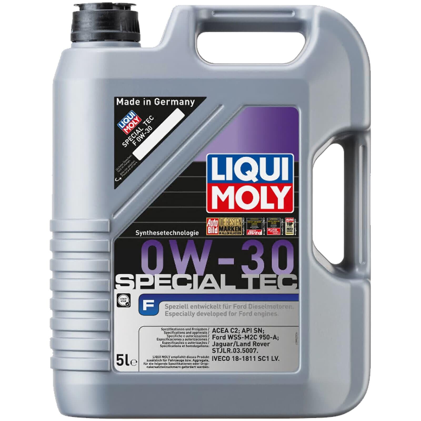 LIQUI MOLY Aceite de motor 0W-30 Special Tec ACEA C2 API SN F 5L Compatible con FORD Fiesta Mk6 Hatchback CB1, CCN, JA8, JR8, KIA RIO III UB, CITROËN C1 PM, PN, PEUGEOT 107 Hatchback PM, PN, TOYOTA